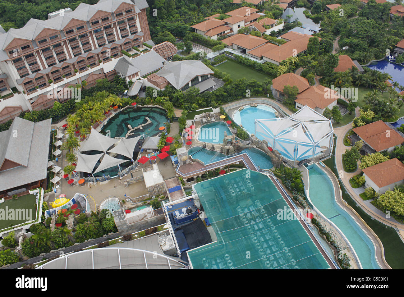 Luftaufnahme der Insel Sentosa, Singapur Stockfoto