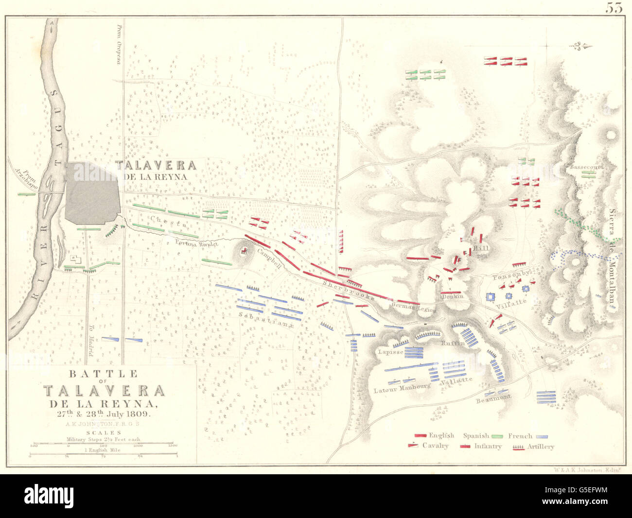 Schlacht von TALAVERA DE LA REYNA 27. & 28. Juli 1809. Spanien, 1848
