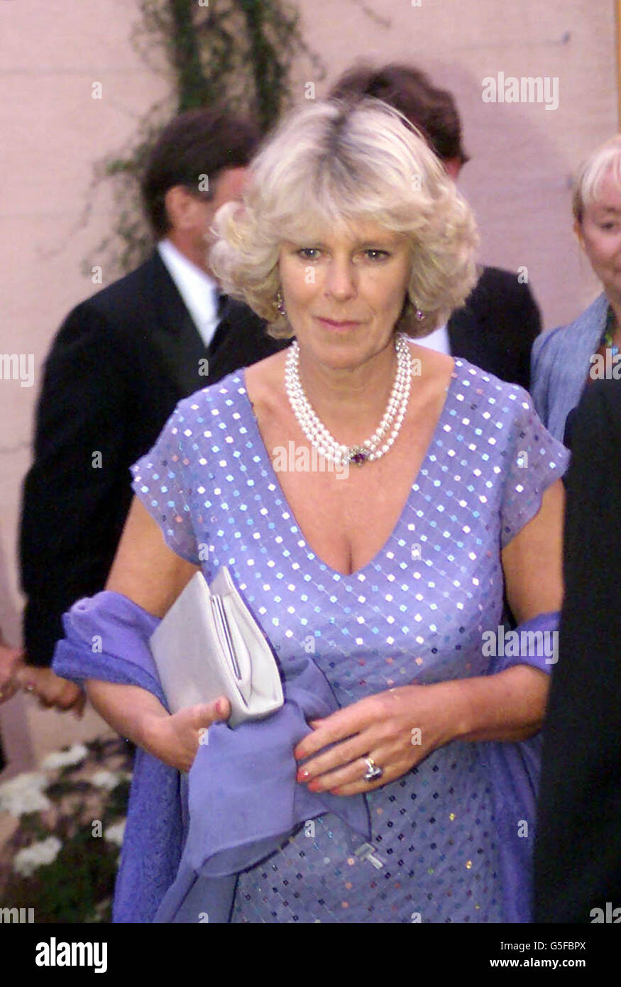 Camilla Parker-Bowles, langjährige Gefährtin des Prince of Wales, nimmt heute Abend an einer Party in Highgrove in Gloucestershire Teil, anlässlich der Installation des Porcelanosa Garden in Highgrove. Stockfoto