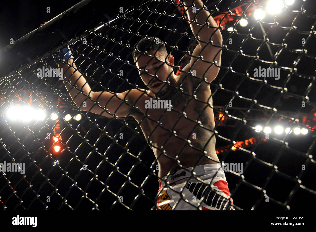 Brad Tavares während seines Gefechten mit Tom Watson während der UFC on Fuel Veranstaltung in Nottinghams Capital FM Arena Stockfoto