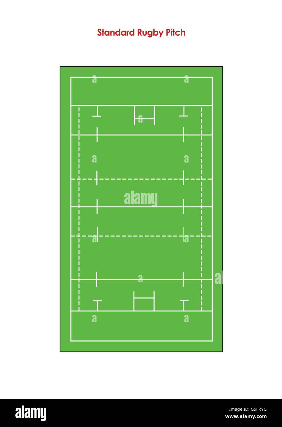 Diagramm von einer Standard-Rugby-Feld Stockfoto