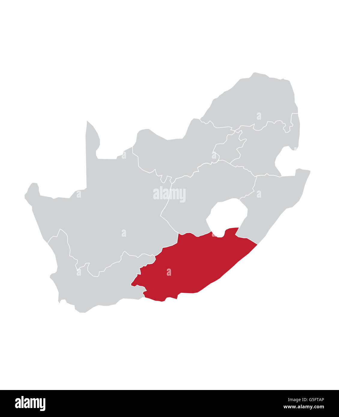 Karte von Eastern Cape, Südafrika Stockfoto