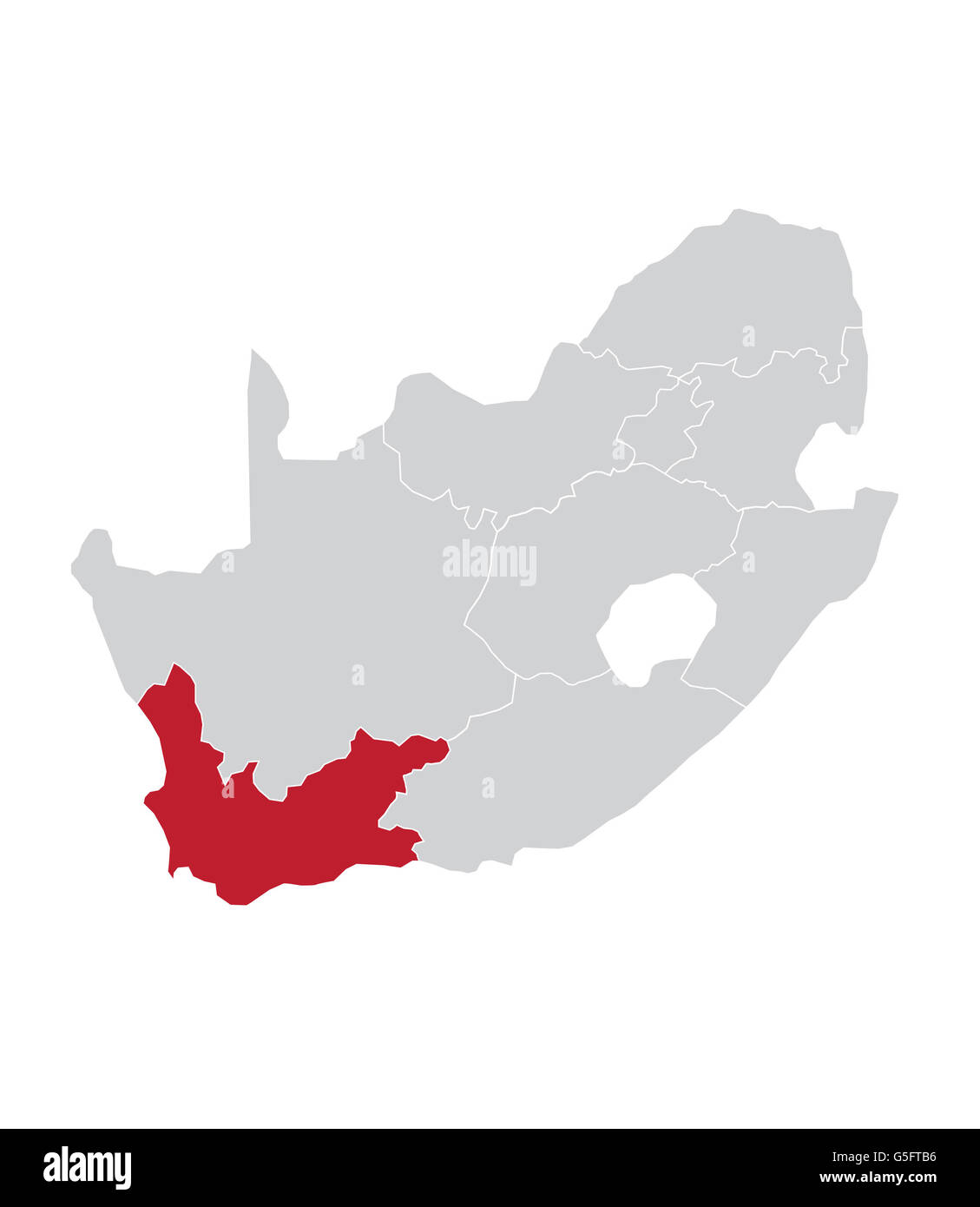 Karte von Western Cape, Südafrika Stockfoto