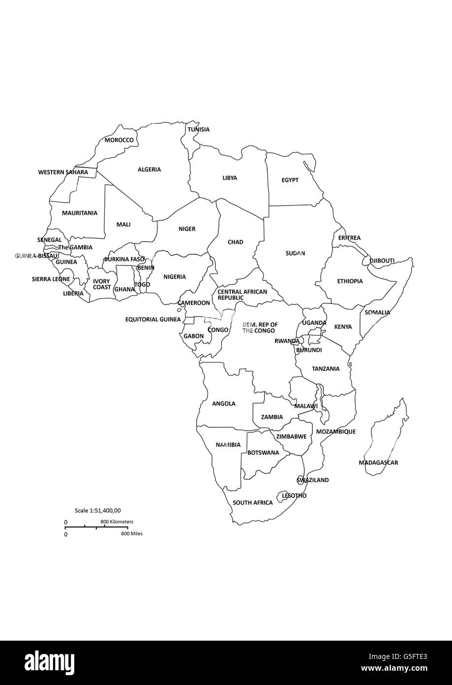 Karte von Afrika Stockfoto