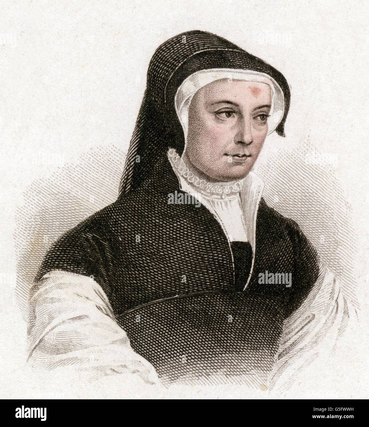 Louise von Savoyen, 11.9.1476 - 22.9.1531, Herzogin von Angouleme seit 1488, Porträt, farbige Stahlstich von August Weger, Leipzig, um 1870, Artist's Urheberrecht nicht gelöscht werden Stockfoto