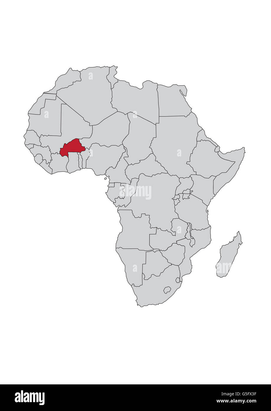 Karte von Afrika, Burkina Faso Stockfoto