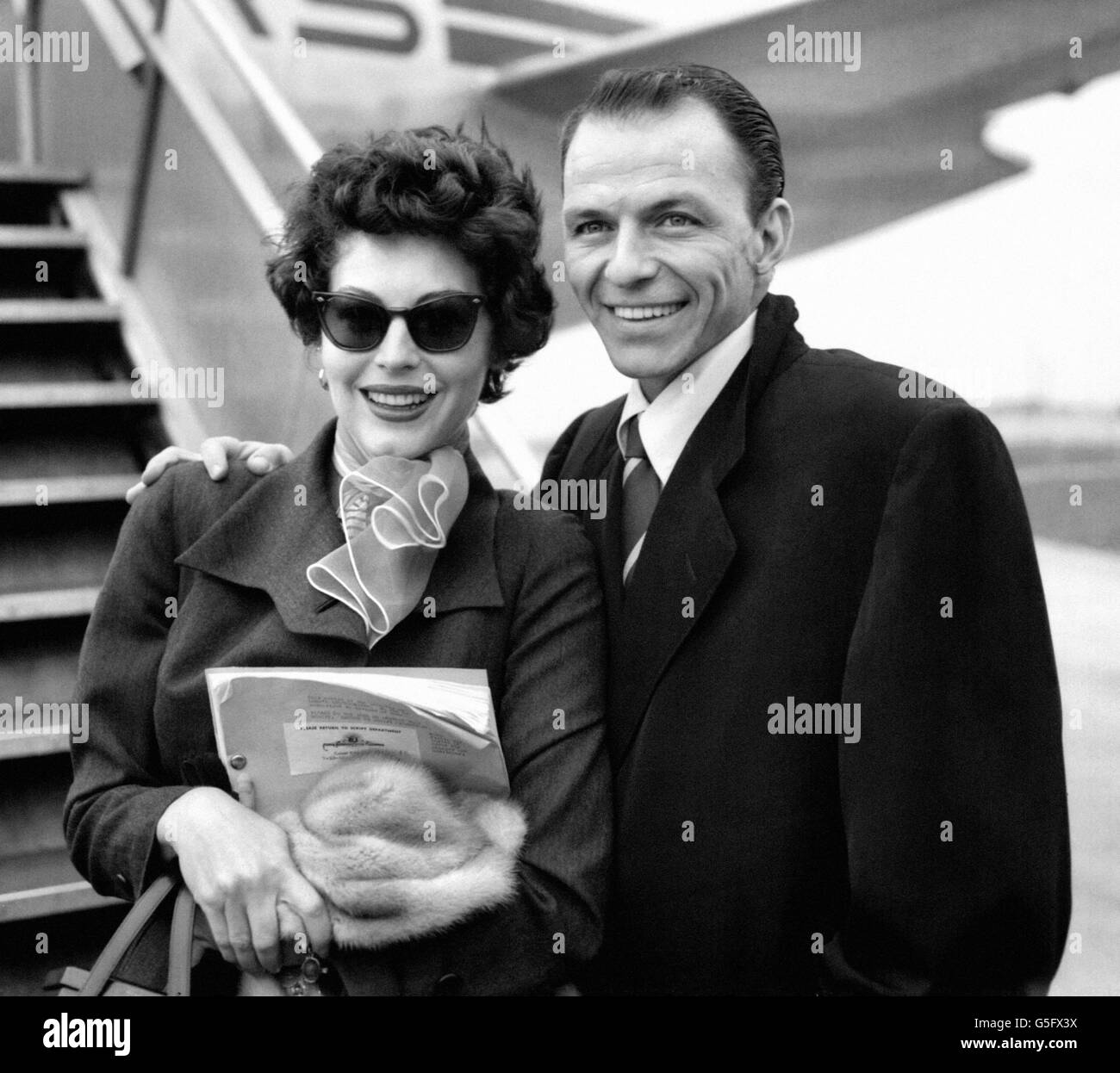 Ava Gardner und Frank Sinatra - London Flughafen Stockfoto