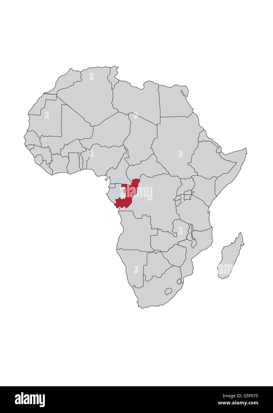 Karte von Afrika, Republik Kongo Stockfoto