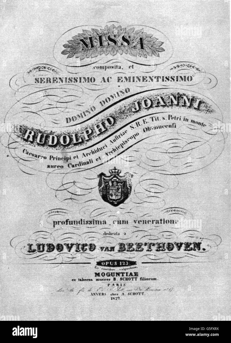 Beethoven, Ludwig van, 17.12.1770 - 26.3.187, deutscher Komponist, Werke, Messen, 'Missa solemnis', Opus 123, Titel, Erstdruck, Paris, 187, Stockfoto