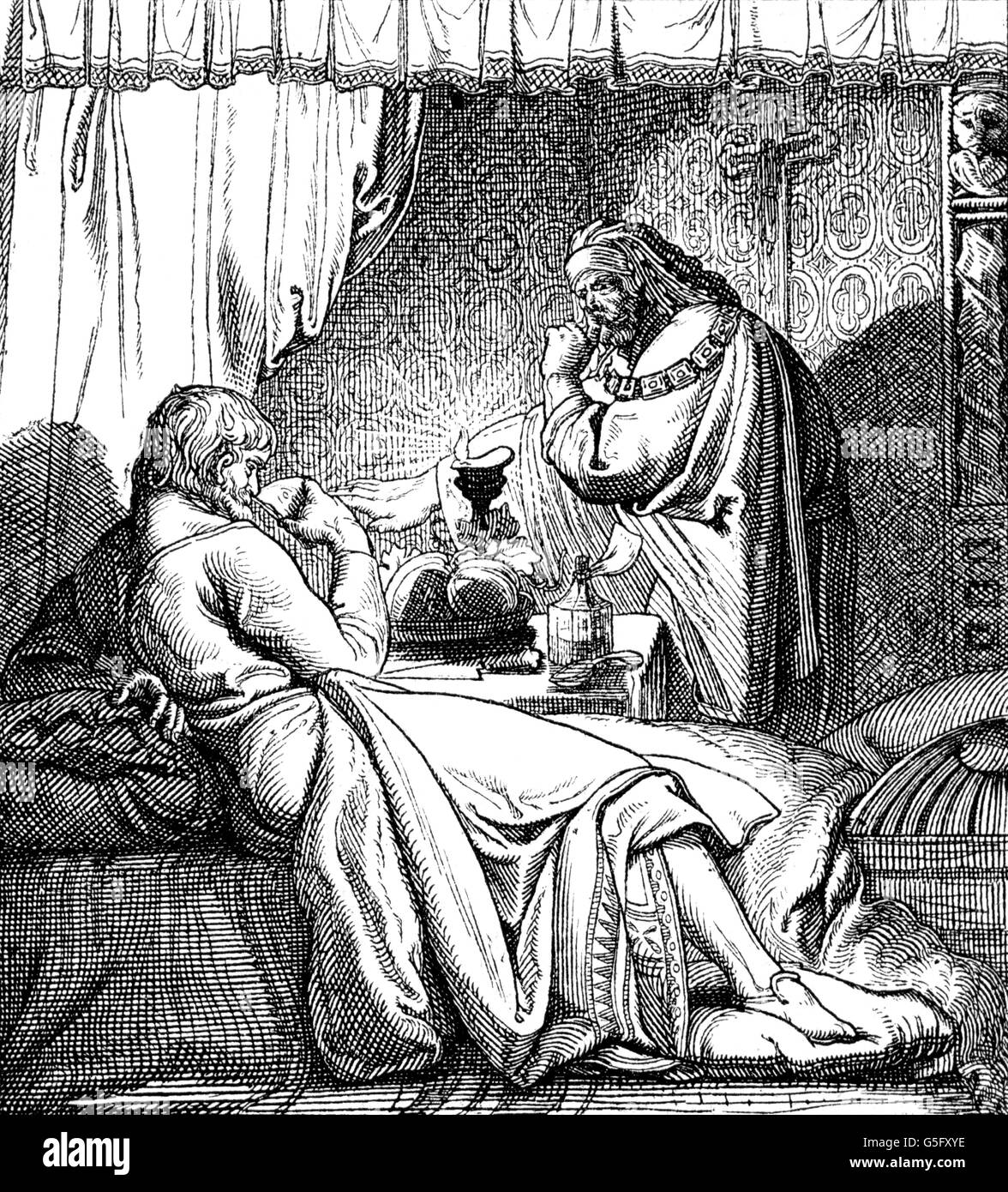Albert II., 16.8.1397 - 27.10.1439, deutscher König 18.3.1438 - 27.10.1439, seine letzten Tage, Holzgravur, 19. Jahrhundert, Stockfoto