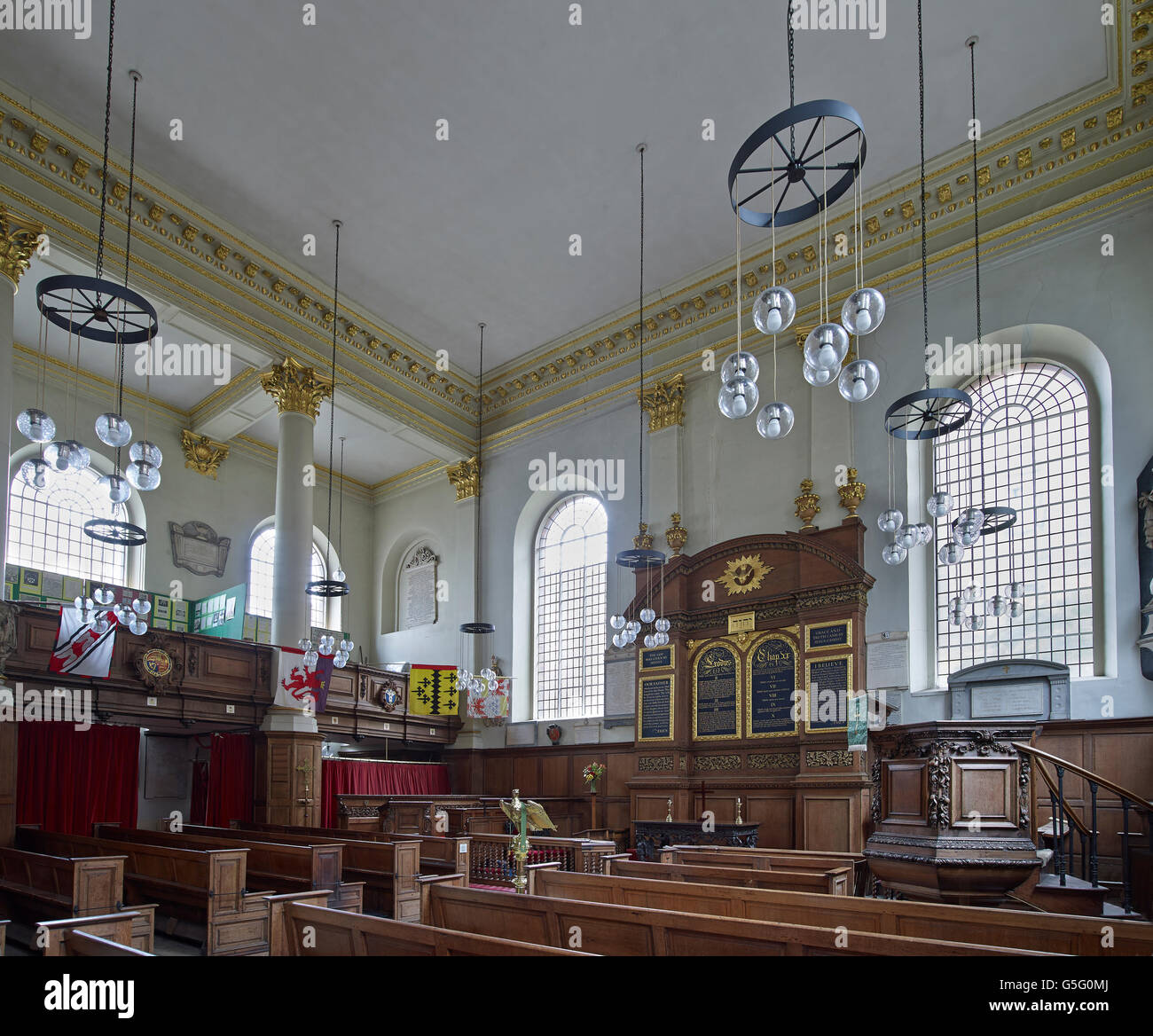 St. Benet Pauls Wharf, London Kirche, Interieur Stockfoto