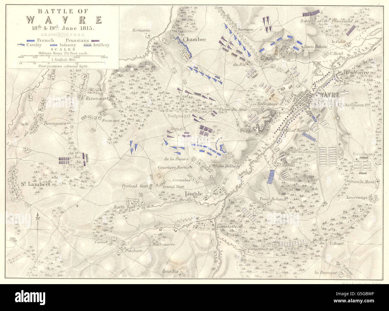 Schlacht von WAVRE 18. und 19. Juni 1815. Belgien. Napoleonische