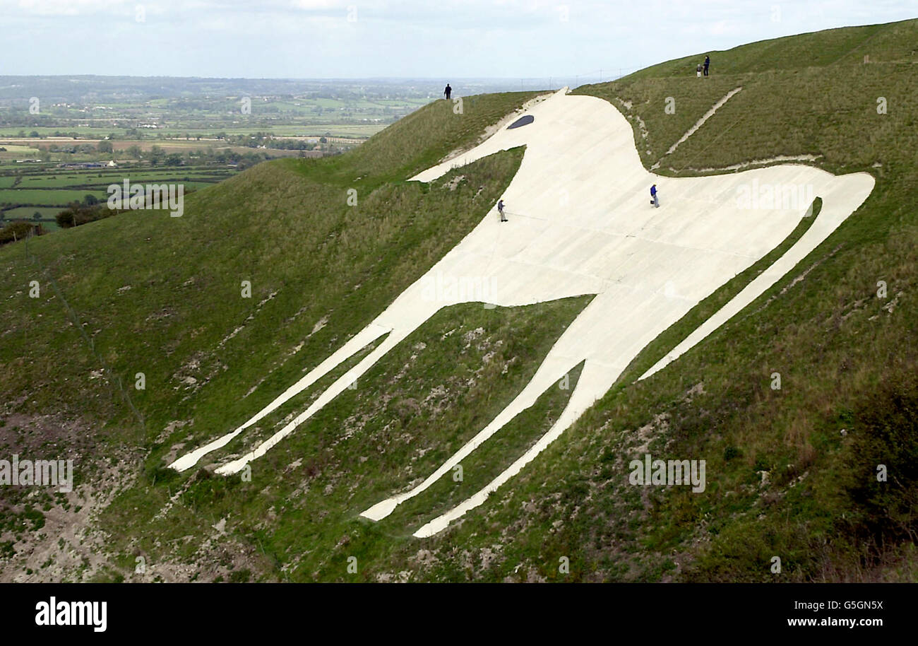 Sehenswürdigkeiten - Westbury White Horse - Wiltshire Stockfoto