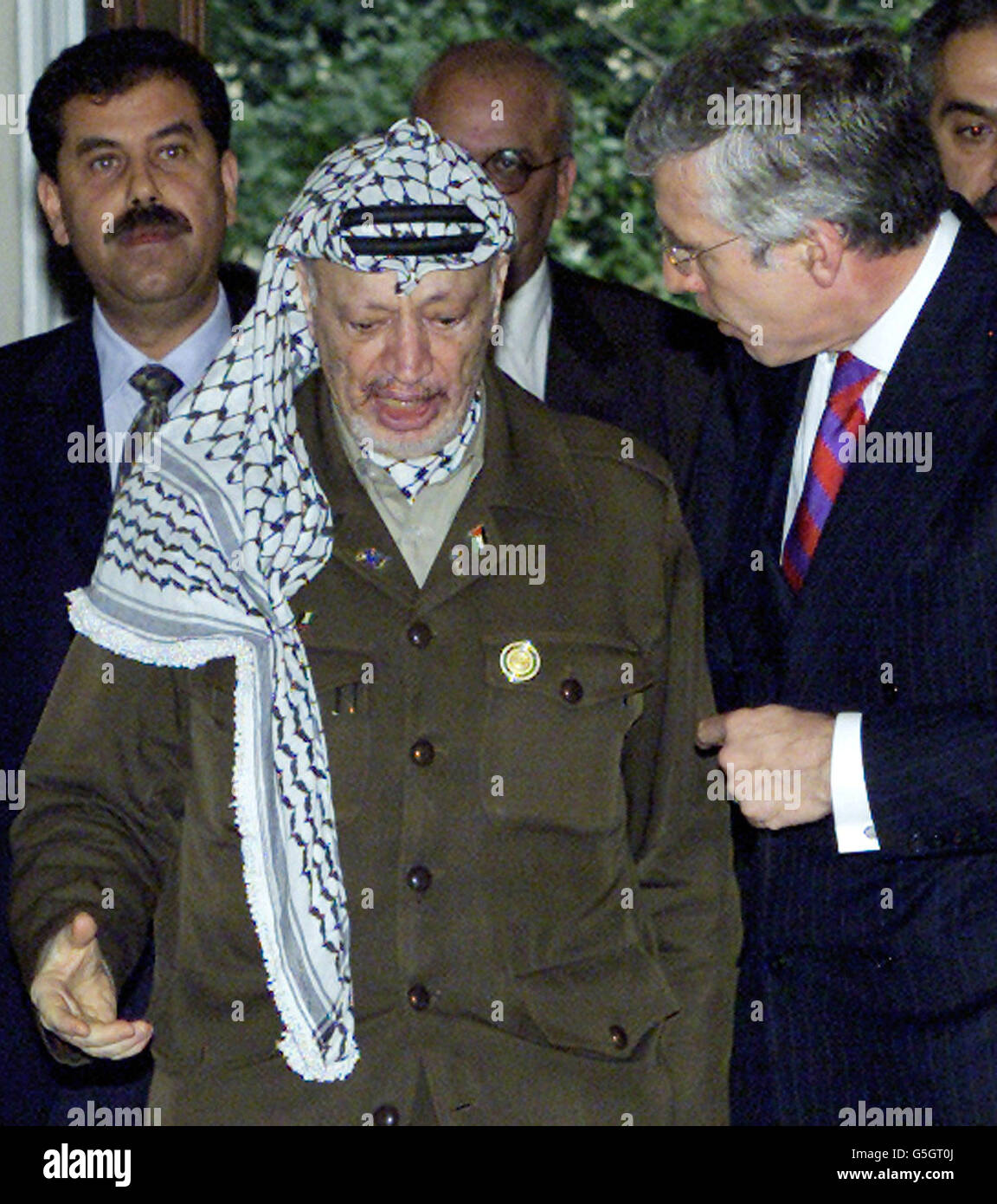 Yasser Arafat trifft Jack Straw Stockfoto