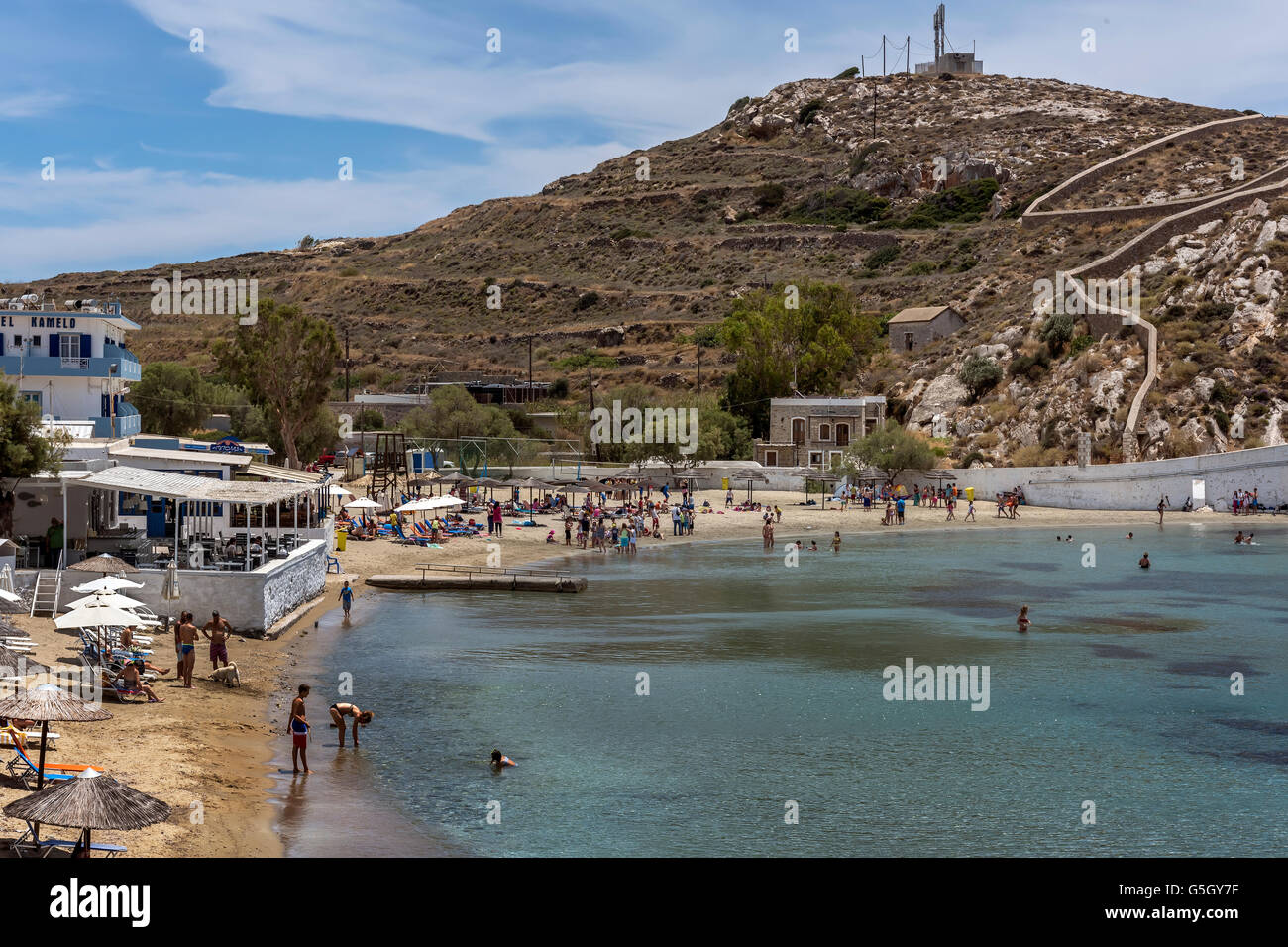 Vari Strand, Syros. Stockfoto