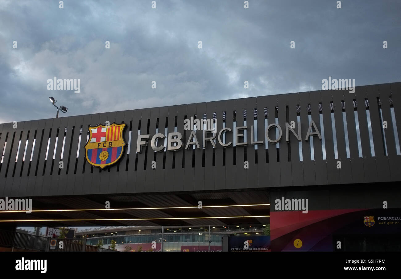 Eintritt zum Barcelona Camp nou Stadion, barcelona, spanien Stockfoto