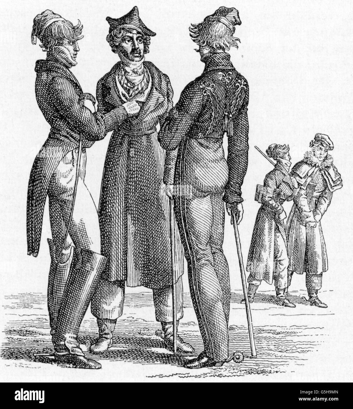 Pädagogik, Schüler, in typischen Kostümen, Holzstich, um 1820 - 1830, Zusatz-Rechte-Clearences-nicht vorhanden Stockfoto