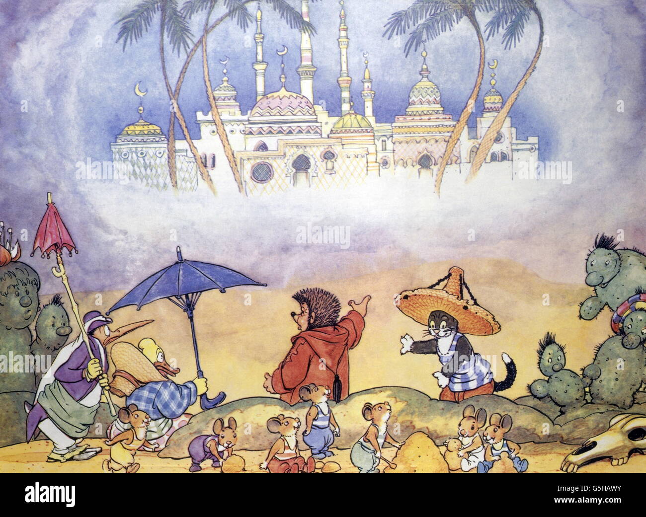 Literatur, Märchen, 'Mecki bei Sindbad', Bildband, 1962, Zusatz-Rechteklärung-nicht vorhanden Stockfoto