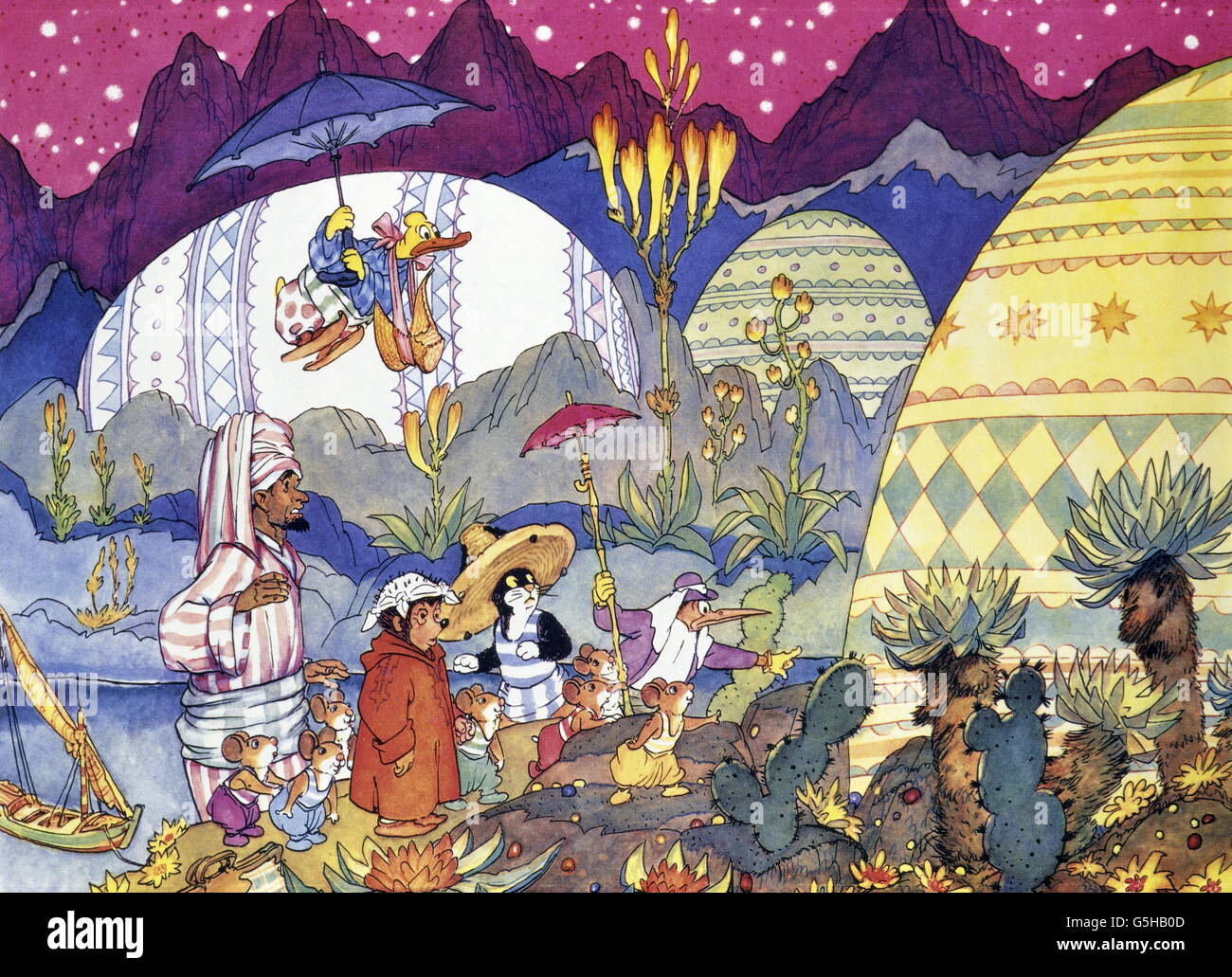 Literatur, Märchen, 'Mecki bei Sindbad', Bildband, 'wie ich Sindbad den Lastträger kennenlernen', 1962, Zusatz-Rechteklärung-nicht vorhanden Stockfoto