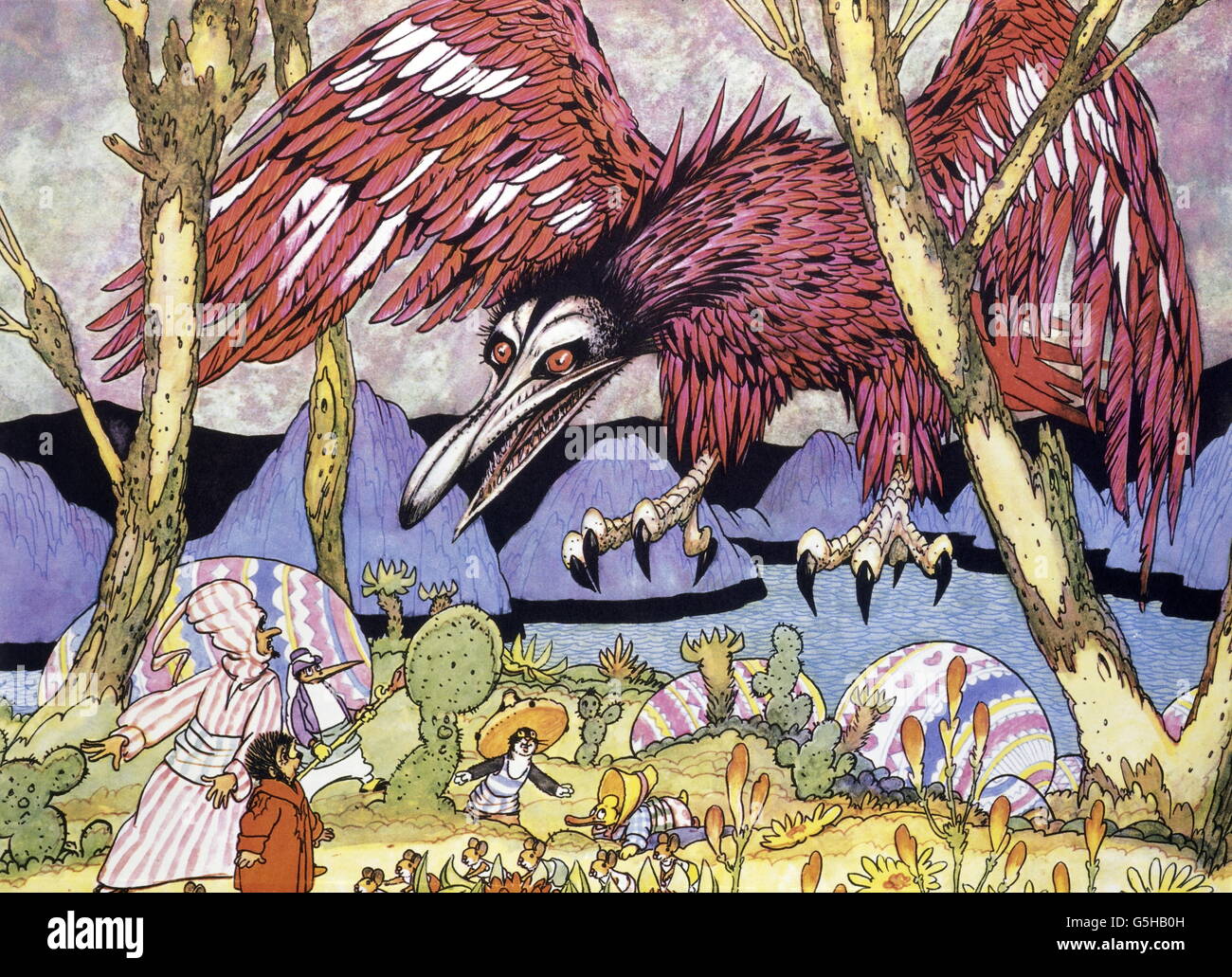 Literatur, Märchen, 'Mecki bei Sindbad', Bildband, 'wie wir dem Riesenvogel Roch begegneten', 1962, Zusatz-Rechteklärung-nicht vorhanden Stockfoto