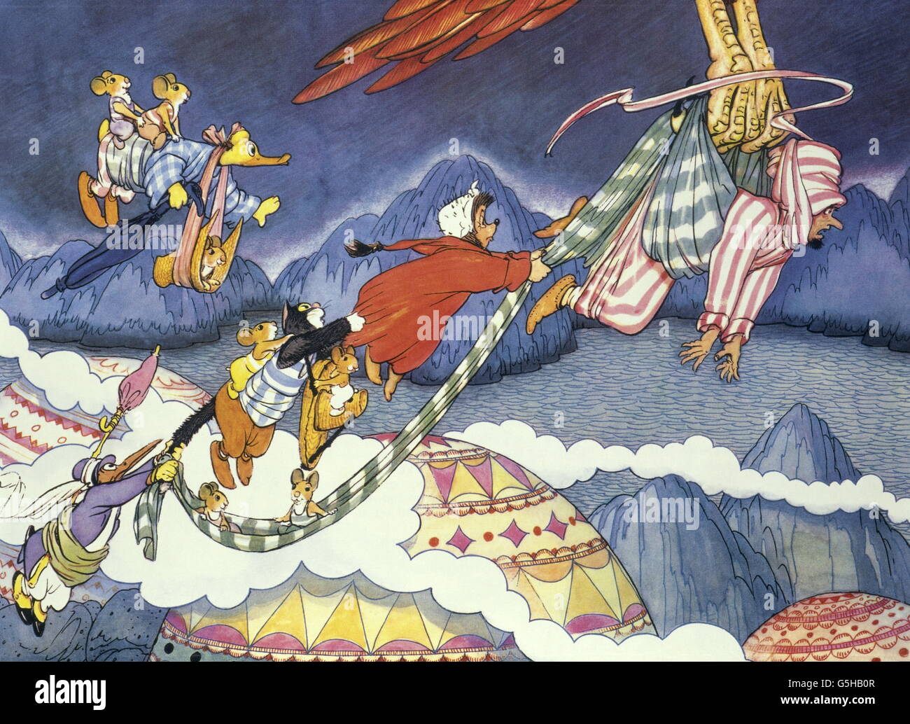 Literatur, Märchen, 'Mecki bei Sindbad', Bildband, 'wie wir mit dem Vogel Roch über das Meer flogen', 1962, Zusatz-Rechteklärung-nicht vorhanden Stockfoto