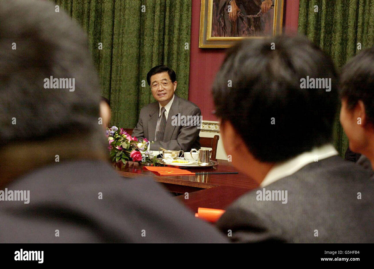 Herr Hu Jintao trifft Schüler Stockfoto