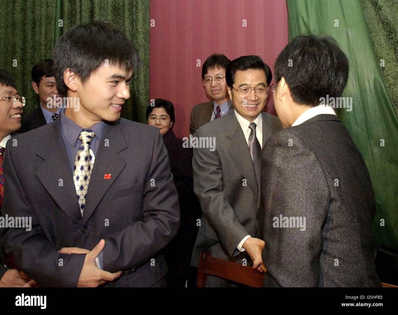 Herr Hu Jintao treffen Studenten Stockfoto