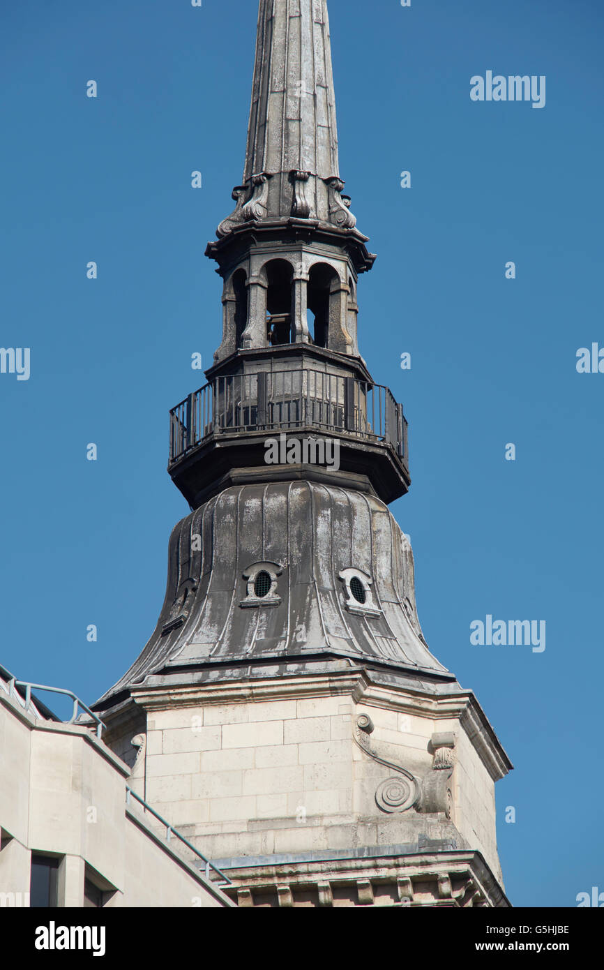 St. Martin in Ludgate, Kirche in der City of London, spire detail Stockfoto