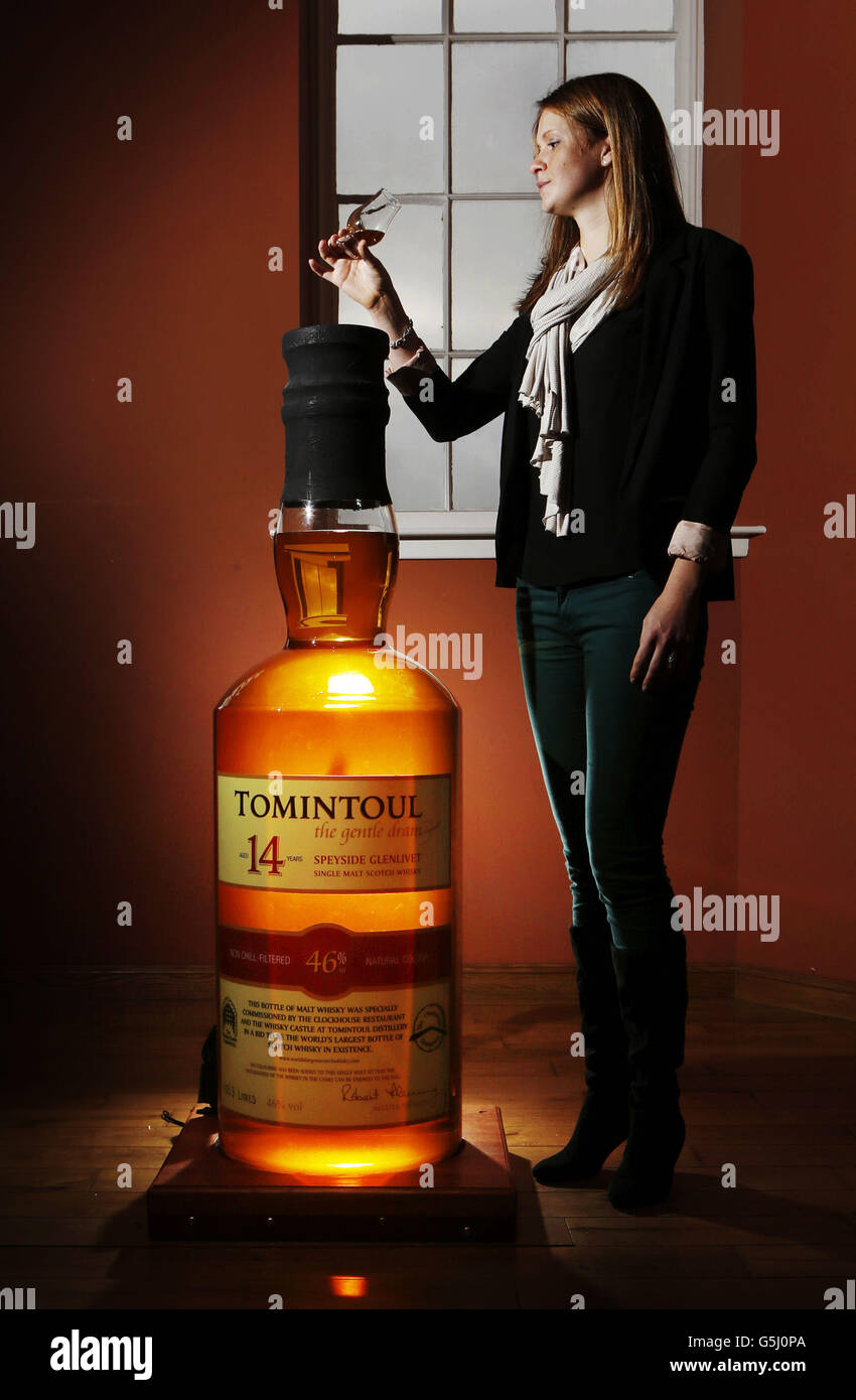 Größten Whisky-Flasche auf dem display Stockfoto
