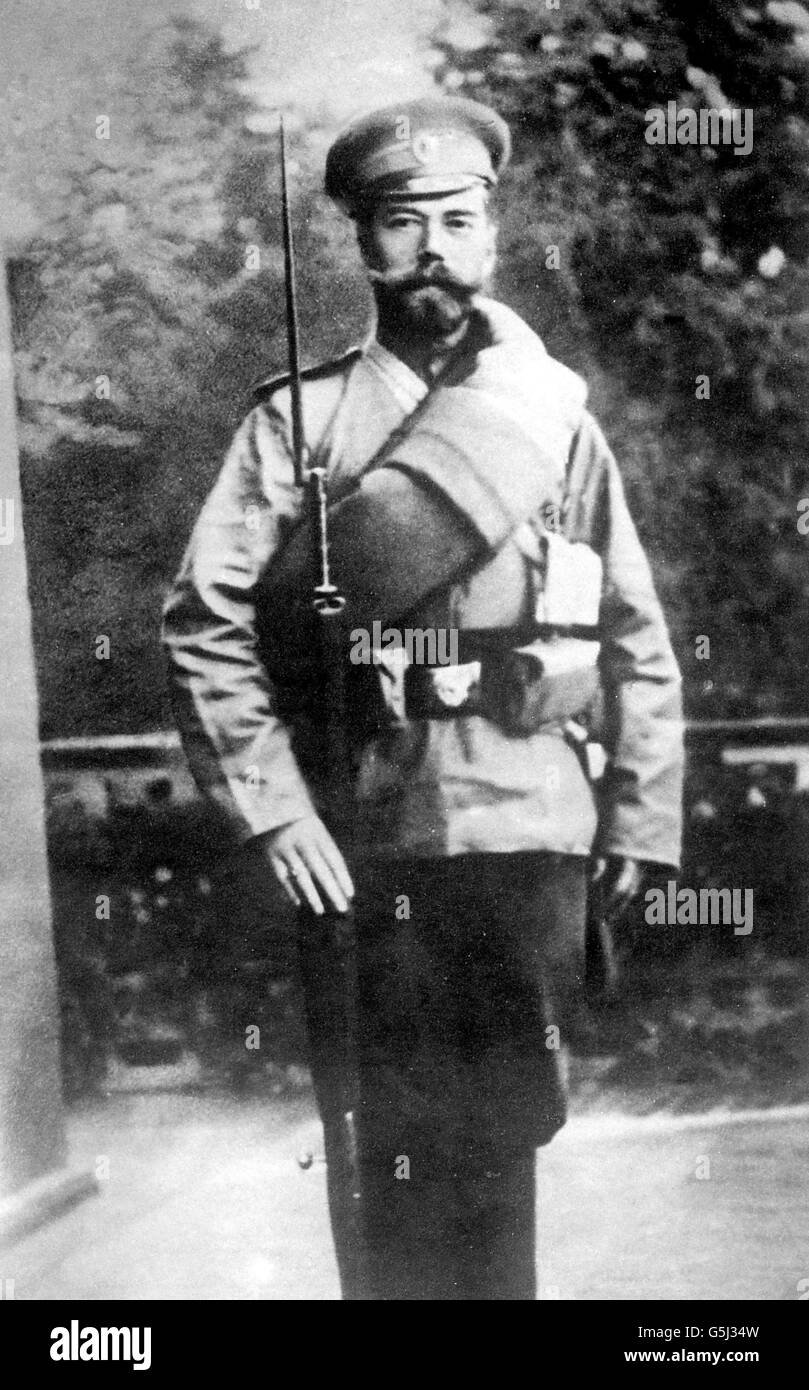 Zar Nikolaus II. Von Russland in der Uniform eines Privatsoldaten. Stockfoto