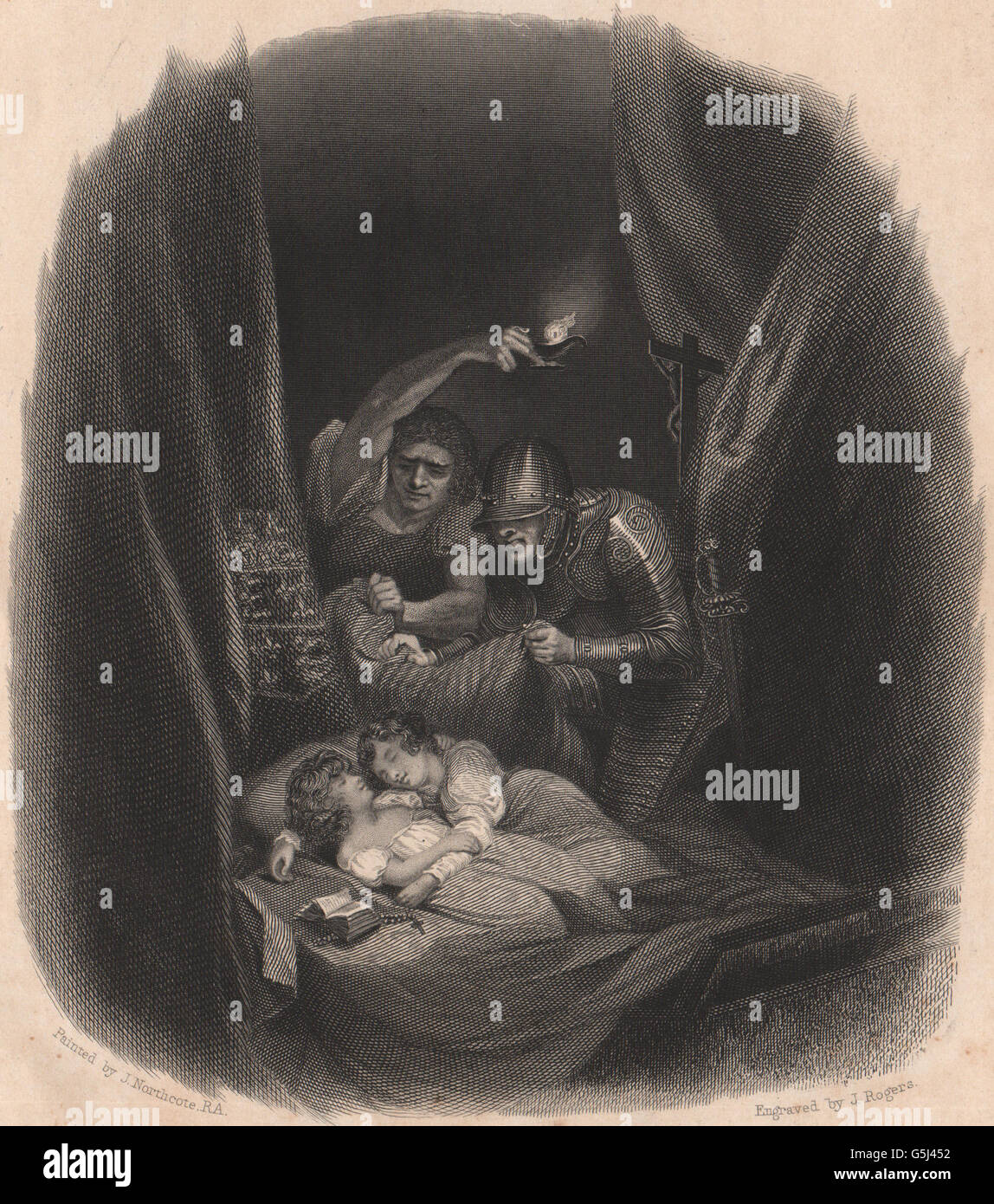 BRITISCHE Geschichte: Die Erstickung der beiden Prinzen im Tower. TALLIS, 1853 Stockfoto