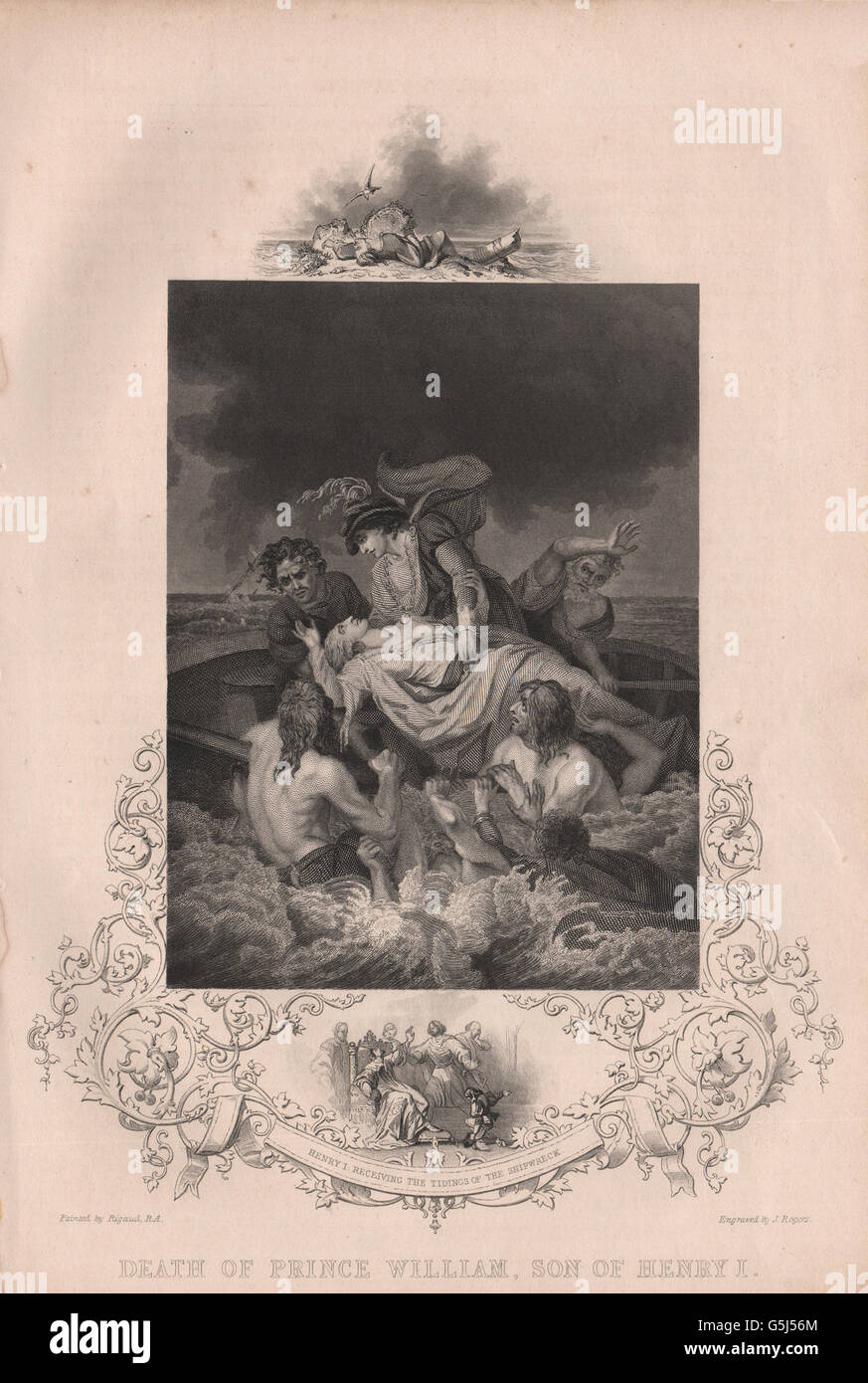 Tod von Prinz WILLIAM ADELIN: Henry I Sohn. Nachrichten des Schiffbruchs, 1853 Stockfoto