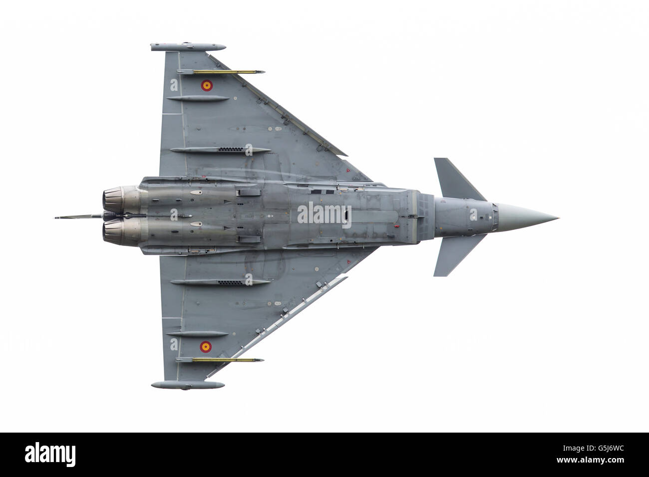 LEEUWARDEN, Niederlande - Juni 10: Spanisch Air Force Eurofighter Typhoon fliegen während der niederländischen Luftwaffe Open House. Juni Stockfoto