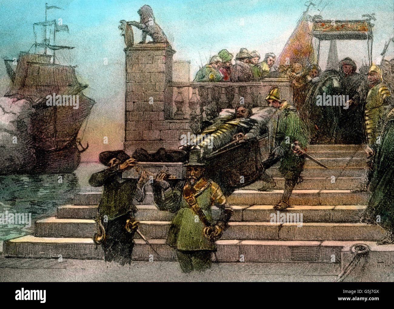 Überführung der hinaus Gustav Adolfs. Entfernung des Körpers des schwedischen Königs Gustav Adolf. Stockfoto