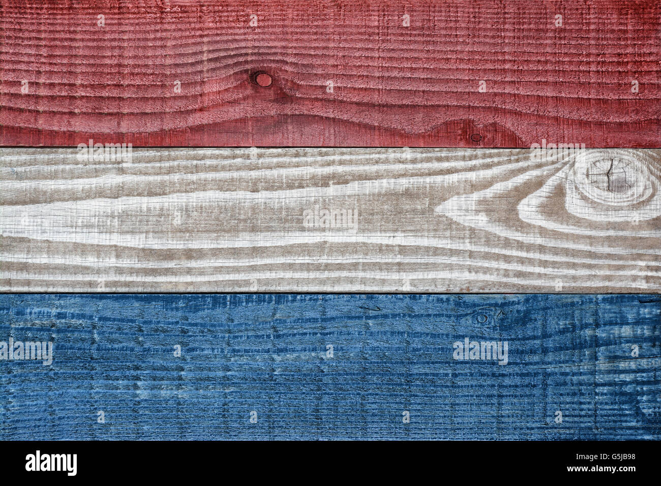 Closeup roten, weißen und blauen Platten Hintergrund. Patriotischen Hintergrund für 4. Juli oder Memorial Day Projekte. Stockfoto