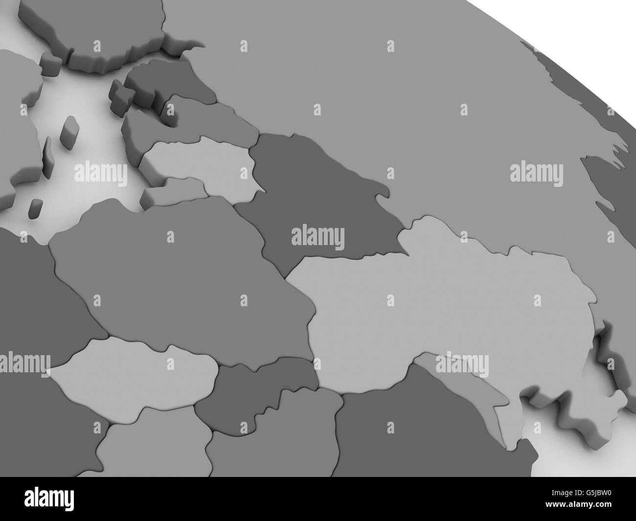 Karte von Ost-Europa auf grauen Modell der Erde. 3D illustration Stockfoto