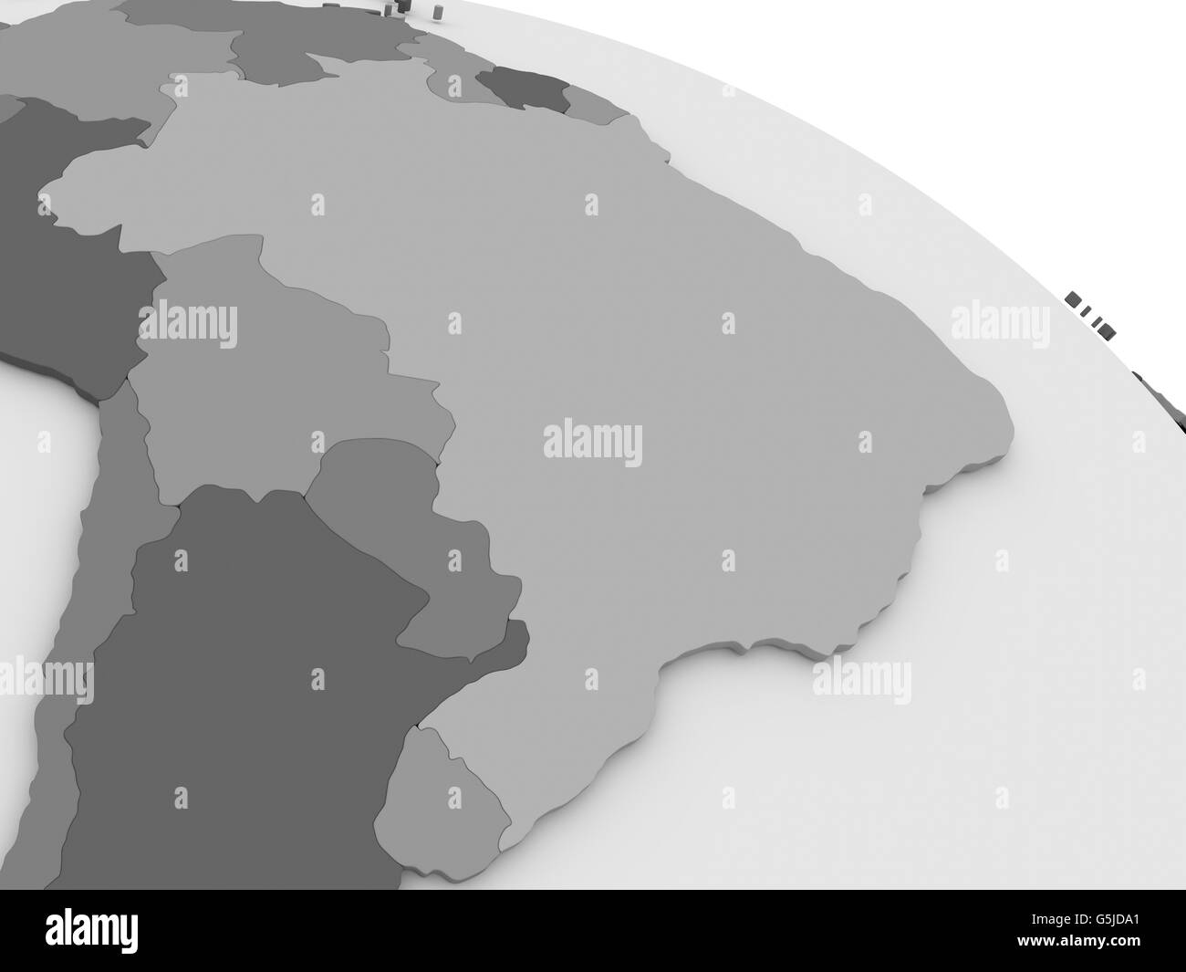 Karte von Brasilien auf graue Modell der Erde. 3D illustration Stockfoto