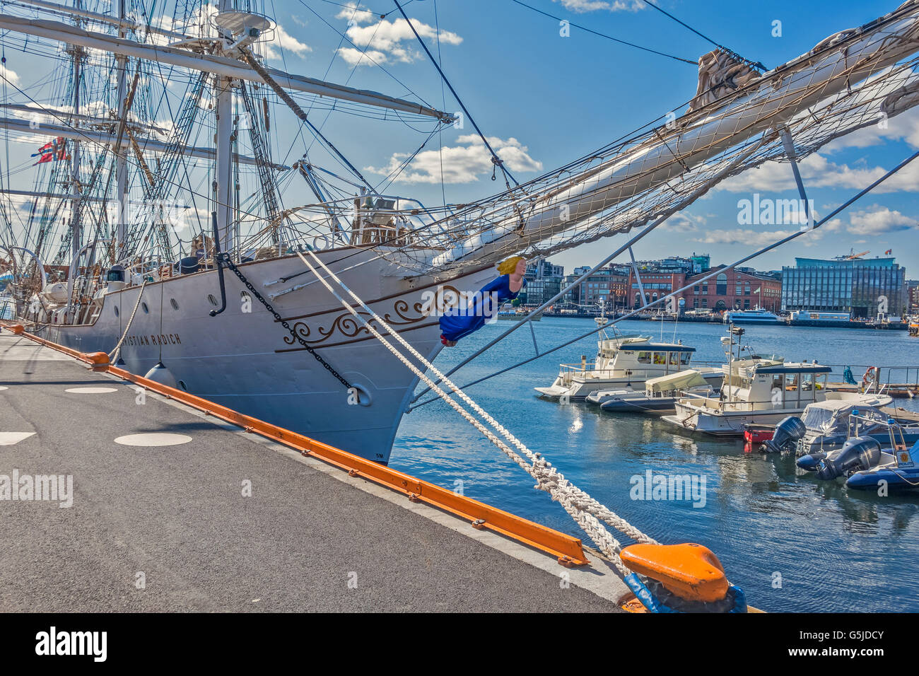 Segeln Schiff Christian Radich vertäut In Oslo Norwegen Stockfoto