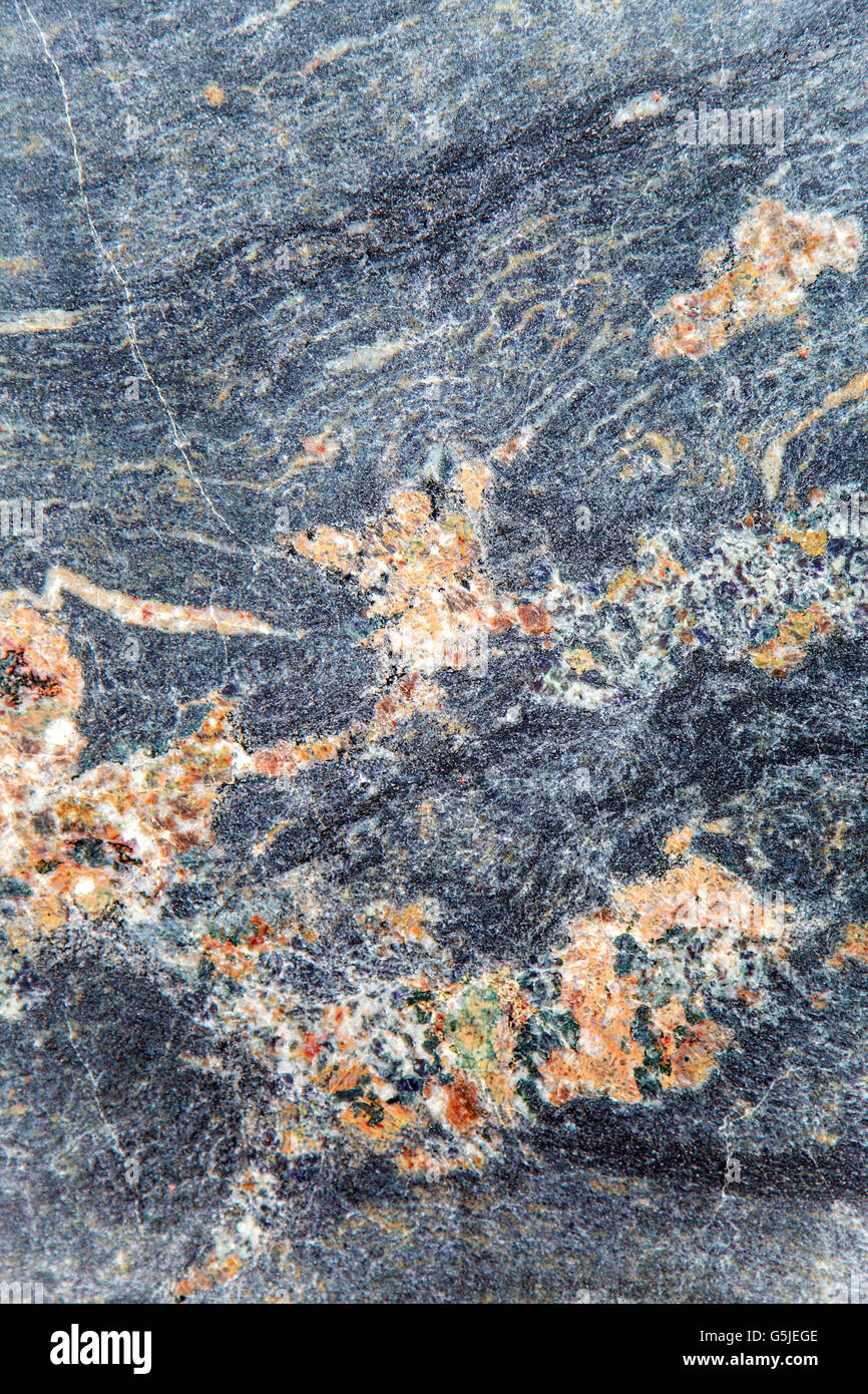 Detailansicht auf natürliche Granit Stein Hintergrund hautnah. Marmor. Stockfoto