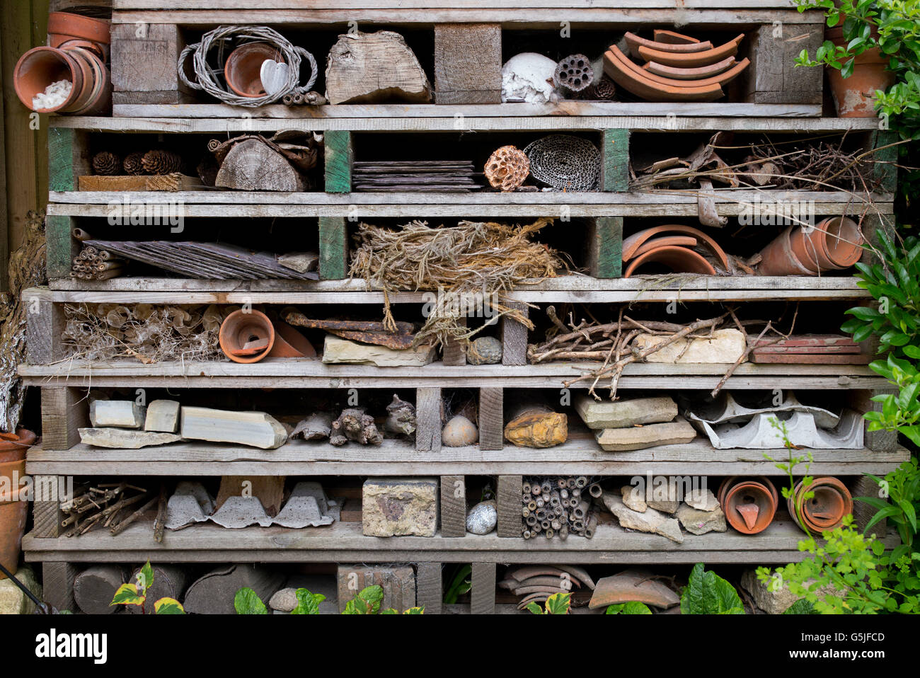 Insekt hausgemachte mit alten Holzpaletten für Förderung der Insekten
