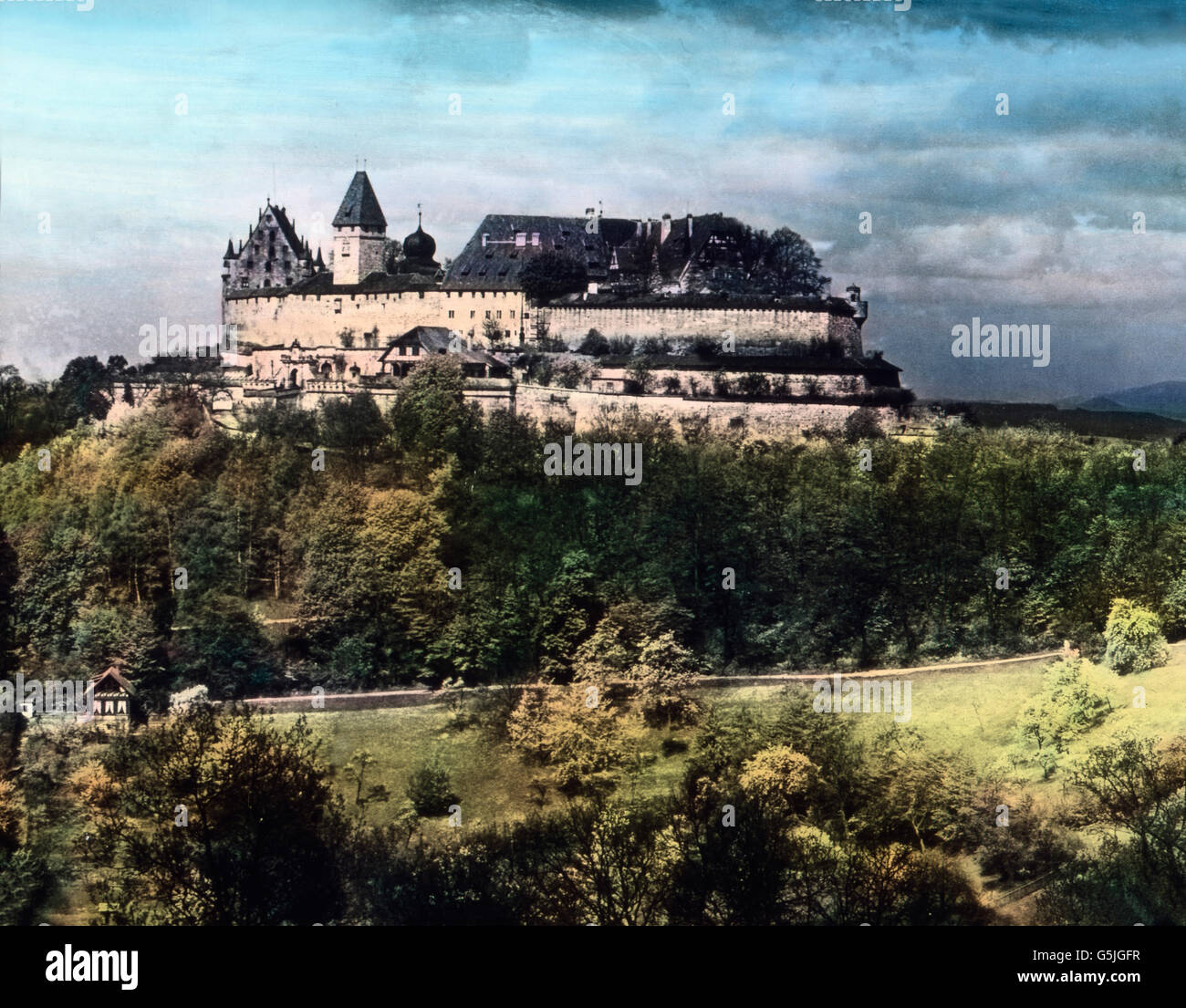 Sterben Sie Veste Coburg Über der Stadt, sterben Einmal sterben Hauptstadt des Herzogtums Sachsen-Coburg-Gotha Krieg, Bayern, 1920er Jahre. Coburg-Festung oberhalb der Stadt, die einst Hauptstadt des Herzogtums Sachsen-Coburg und Gotha, Bayern der 1920er Jahre war. Stockfoto