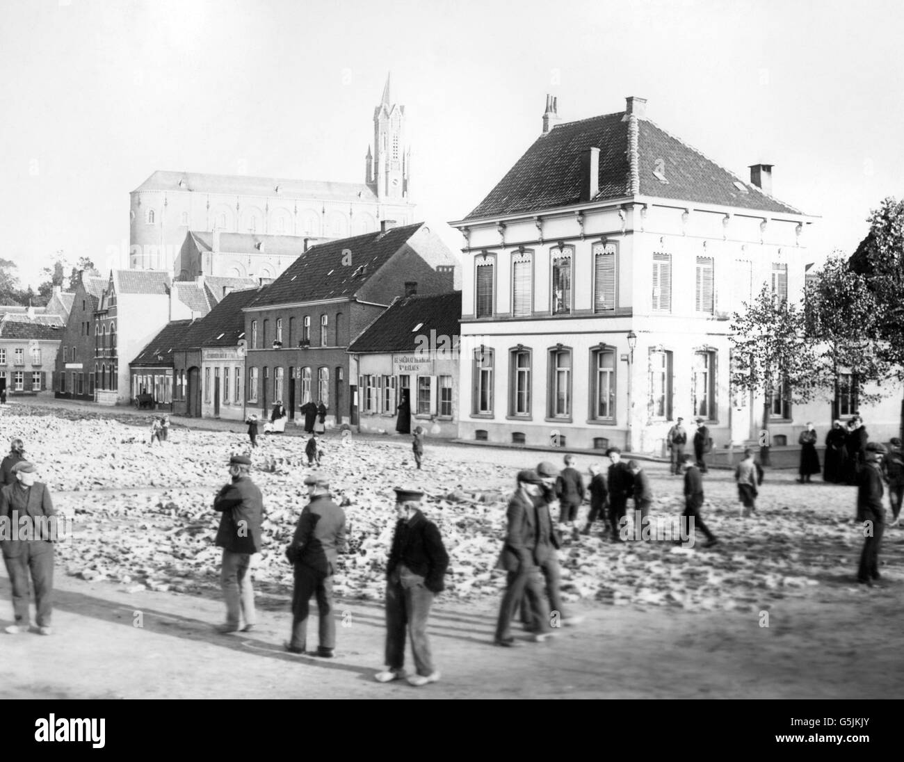 World War One - Trümmer auf belgischen Straßen Stockfoto