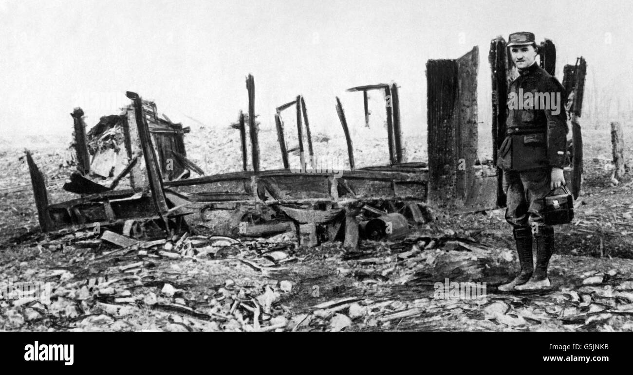 Erster Weltkrieg - Ruinen bei Souchez - Frankreich Stockfoto