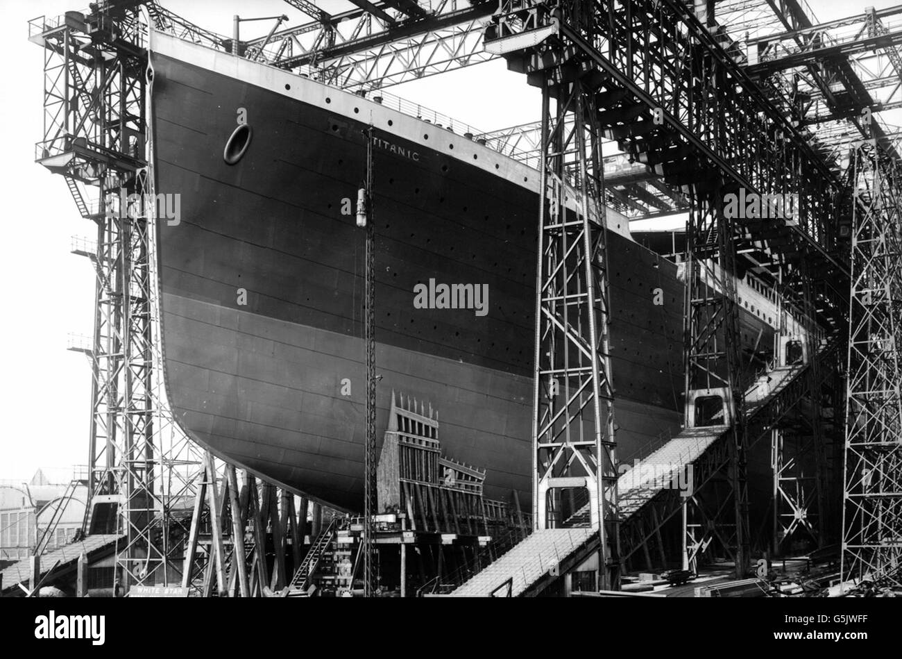 Die RMS Titanic im Bau, April 1911 Stockfoto