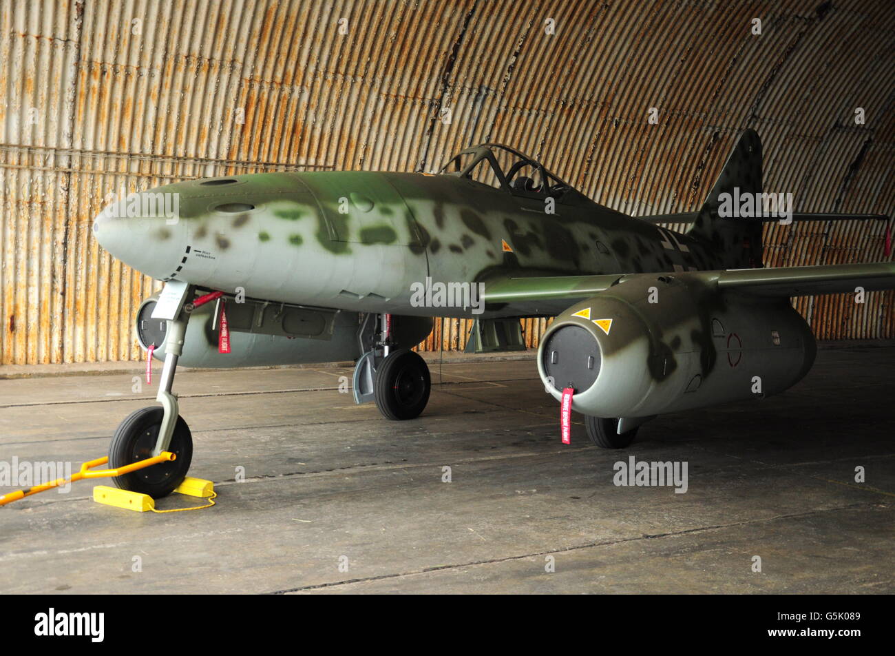 Historische militärische Flugzeuge Messerschmitt, Me 262, Flughäfen, Pardubice, show, 2016 Stockfoto