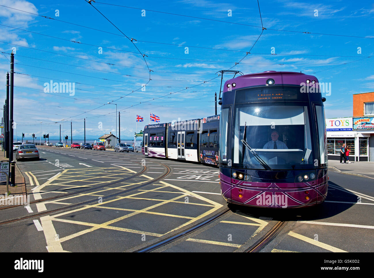 Straßenbahn in Fleetwood, Lancashire, England UK Stockfoto