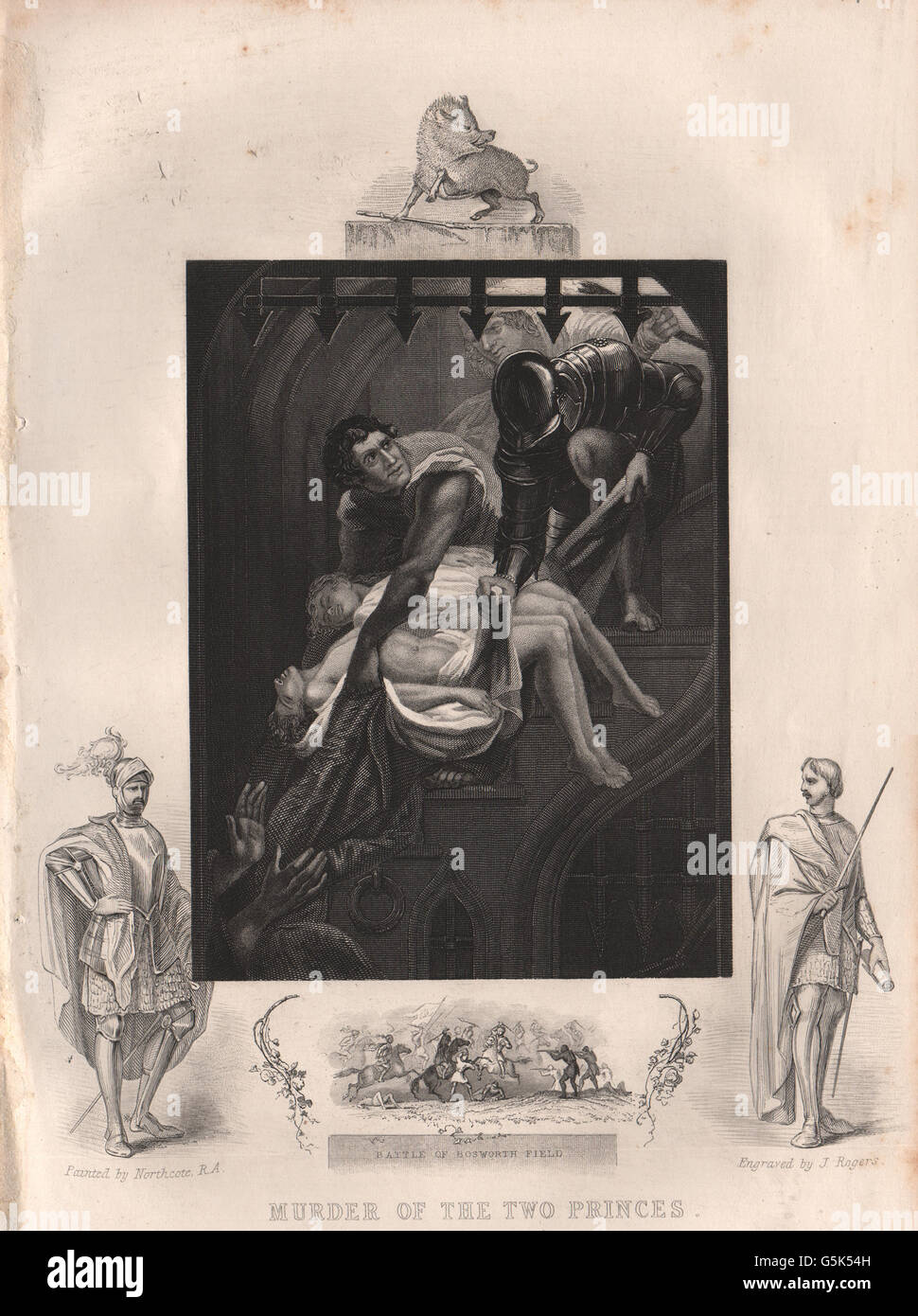 Prinzen IN den Turm: ihrer Ermordung. Einschub-Schlacht von Bosworth Field. TALLIS, 1853 Stockfoto