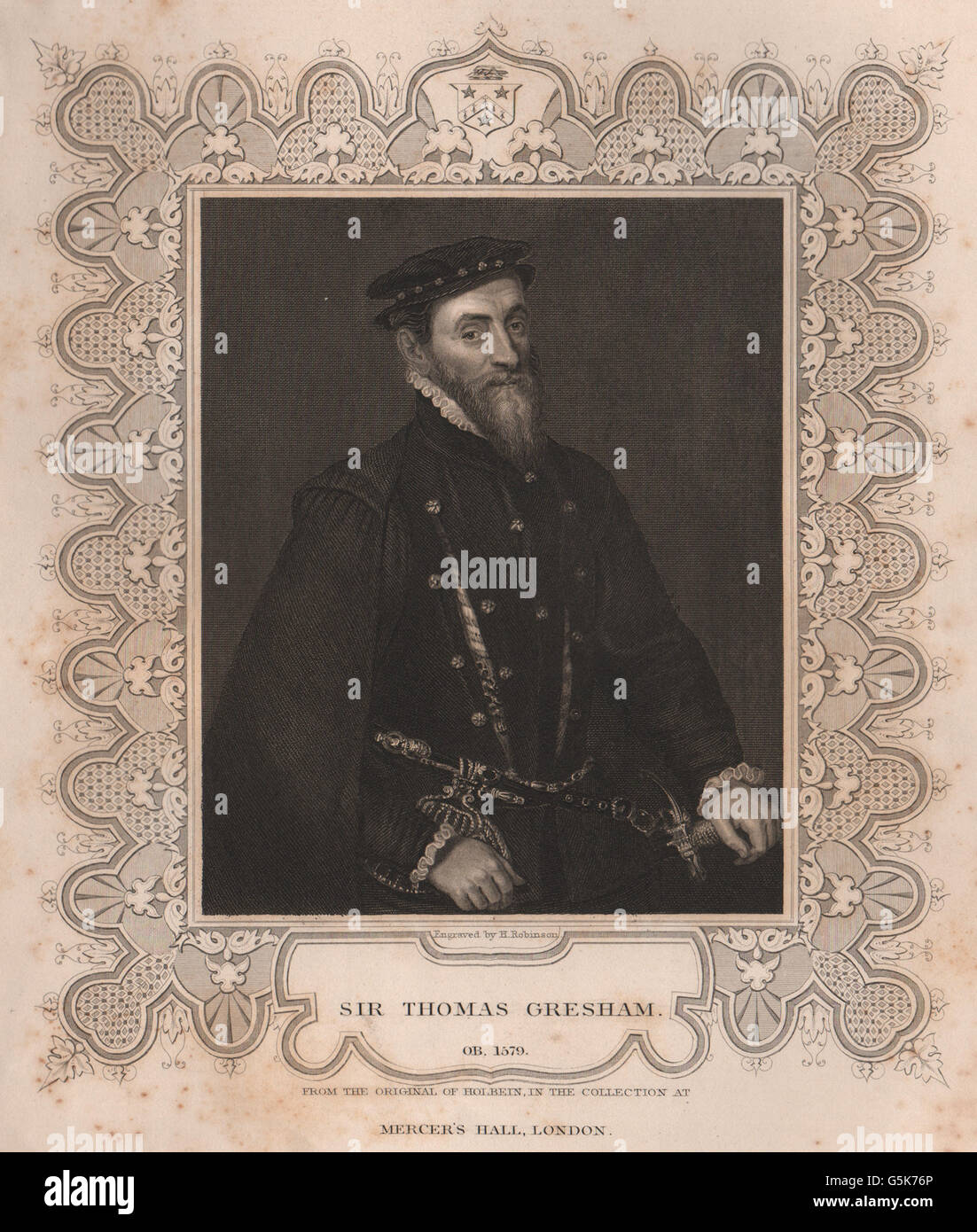 BRITISCHE Geschichte: Sir Thomas Gresham. TALLIS, antiken print 1853 Stockfoto