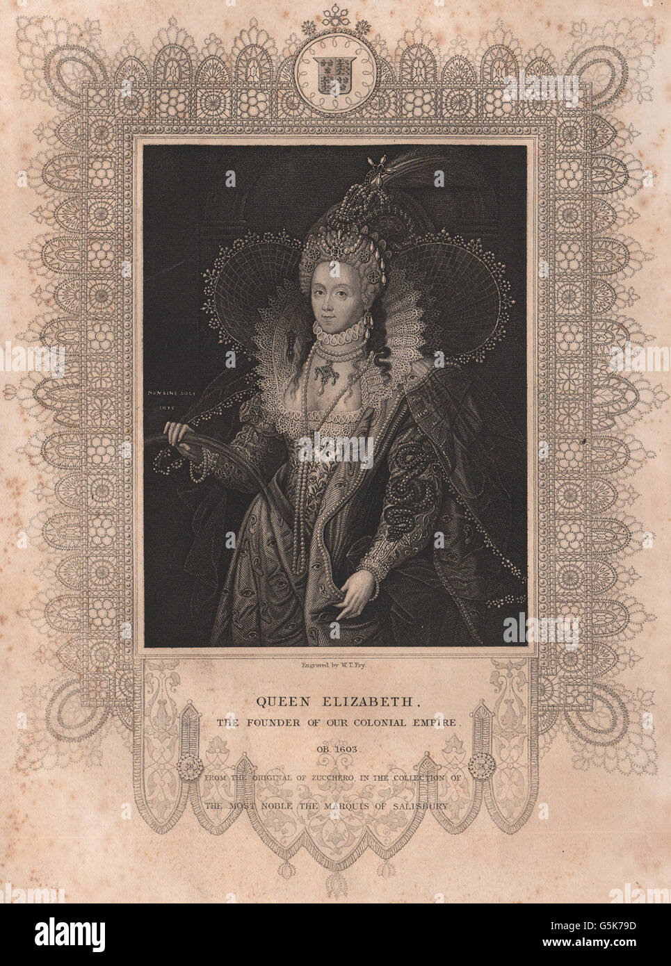 BRITISCHE Geschichte: Queen Elizabeth der Gründer unserer Kolonialreich, 1853 Stockfoto