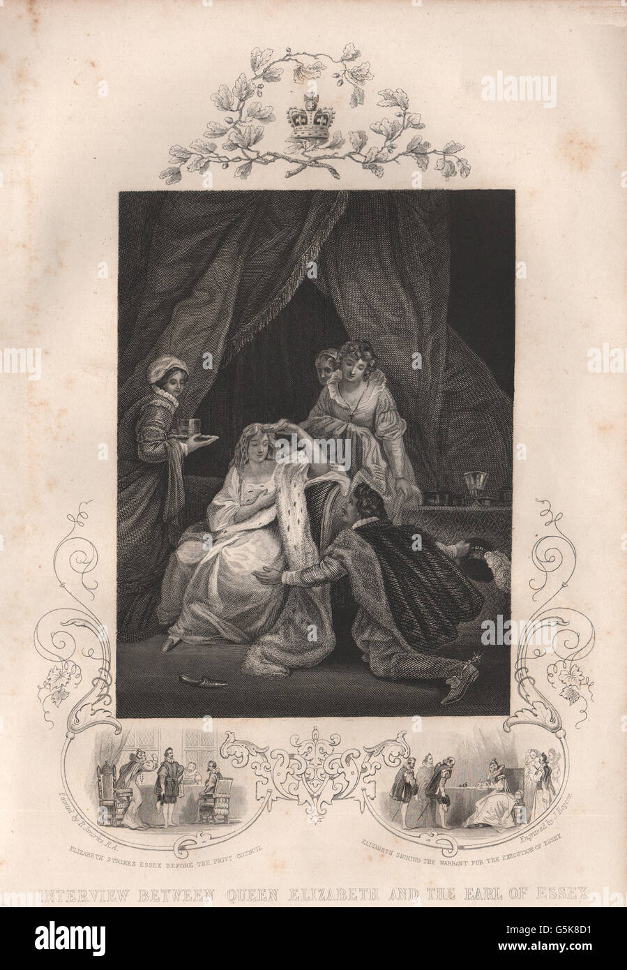 QUEEN ELIZABETH ich & EARL OF ESSEX: Einschub. Privy Council. Ausführung garantieren, 1853 Stockfoto